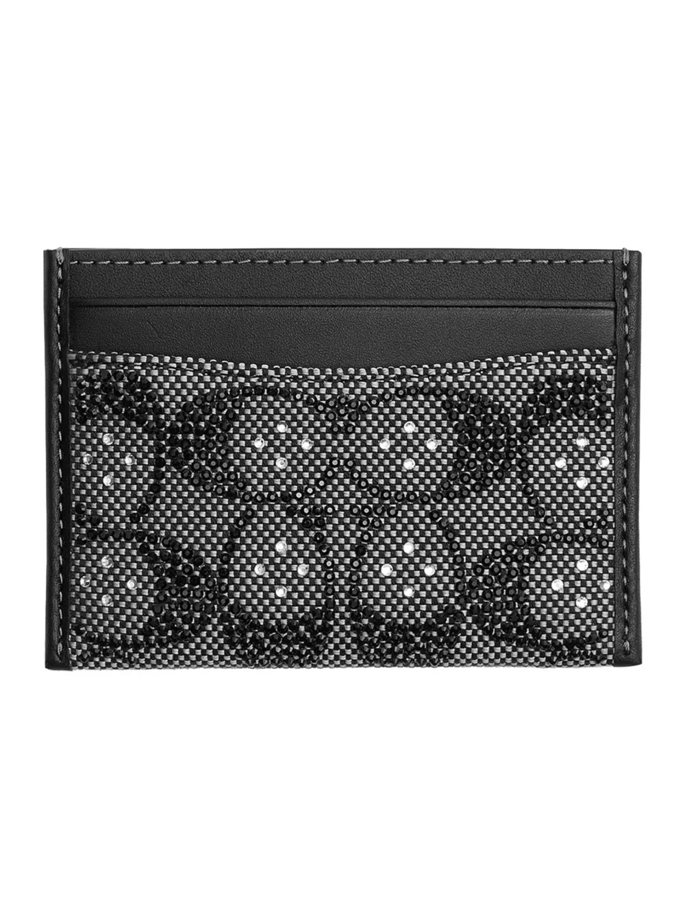 Coach Black Crystal Signature Jacquard Essential Card Case Wallet - New - Picture 1 of 9